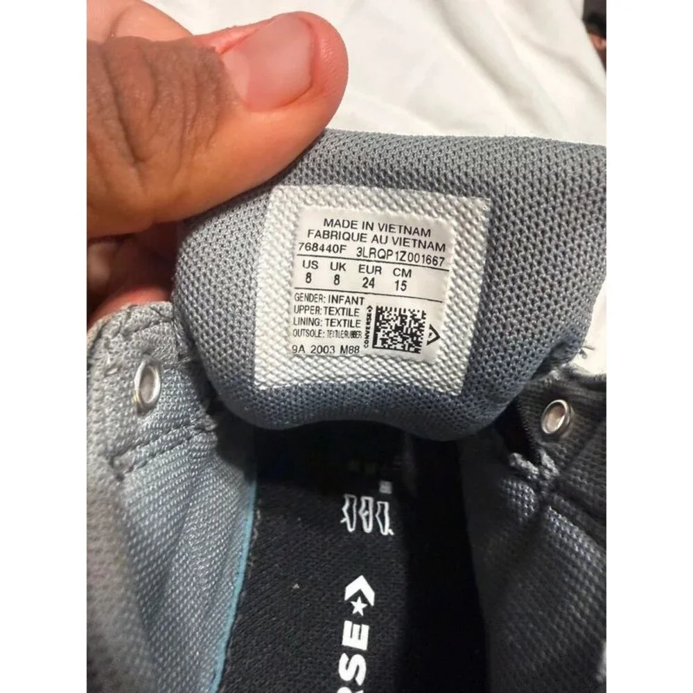 Male infant Converse sneakers size 8